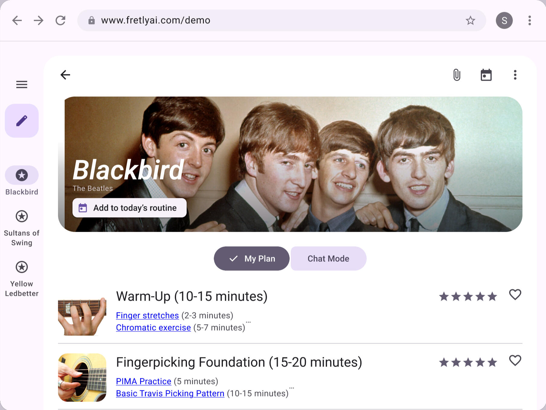 Screenshot of FretlyAI dashboard